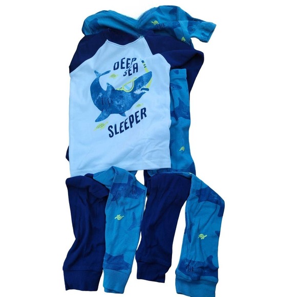 4-PC Set, 5T Toddler Shark Pajama Sets (1x SS, 1x LS) Carter's Just One You® - Picture 3 of 6